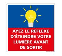 Adhésif - Eteindre la Lumière en Sortant - Dimensions 350 x 350 mm - Protection Anti-UV