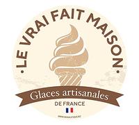 Adhésif Glaces Artisanales - Le Vrai Fait Maison - Charte qualité : Glaces Artisanales de France, Autocollant Glace Italienne - diamètre 250 mm, Adhésif