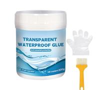 Adhésif imperméable transparent pour carrelage de salle de bain 300 g - Colle anti-fuite avec gants et brosse pour intérieur extérieur, plafond, mur, salle de bain, jardin