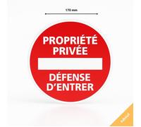 Adhésif panneau signalisation propriété privée défense d'entrer - Autocollant - Diamètre 170 mm