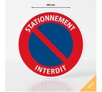 Adhésif panneau stationnement interdit - Autocollant - Diamètre 450 mm - Interdiction de stationner