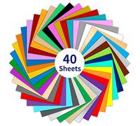 Adhésif permanent soutenu Vinyle Feuilles 30,5 x 30,5 cm -40 Feuilles Couleurs assorties (mat et brillant) pour Cricut, Silhouette Cameo, Craft Cutter machine, imprimantes, des lettres, vinyle