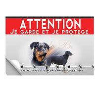 Adhésif plastifié Attention au chien beauceron arlequin