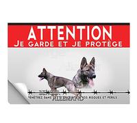 Adhésif plastifié Attention au chien berger allemand gris