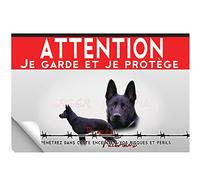 Adhésif plastifié Attention au chien berger allemand noir