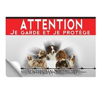 Adhésif plastifié Attention au chien berger australien rouge