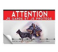 Adhésif plastifié Attention au chien berger de beauce