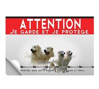 Adhésif plastifié Attention au chien chien de montagne des pyrénées