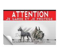 Adhésif plastifié Attention au chien chien dogue allemand