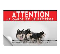 Adhésif plastifié Attention au chien chien finnois de Laponie