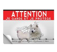 Adhésif plastifié Attention au chien chien samoyède