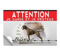 Adhésif plastifié Attention au chien chiot boxer