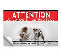 Adhésif plastifié Attention au chien fox terrier