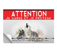 Adhésif plastifié Attention au chien loup