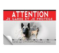 Adhésif plastifié Attention au chien malinois noir