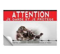 Adhésif plastifié Attention au chien petit epagneul de münster