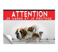 Adhésif plastifié Attention au chien saint bernard poil court