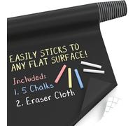 Adhésif Pour Tableau Noir - PP 45x200 Cm Épaisseur 0,12 Mm | Grand Autocollant Mural Noir Avec Lisse Et Inscriptible | Tableau À Craie Auto-adhésif Pour Affichage En Classe Et Décoration De Sa