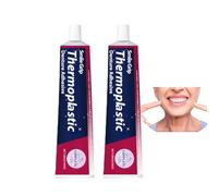 Adhésif thermoplastique pour prothèses dentaires, adhésif sûr pour prothèses complètes et partielles, colle dentaire longue durée, facile à appliquer, maintien confortable, sans bavures. (2Pièce)