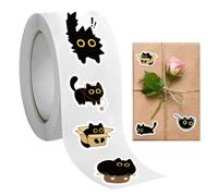 Adhésifs Chats Mignons | Chatons Noirs Drôles Décorations Esthétiques Gourde,Décalcomanie Drôle de Chat pour Adultes, Décoration pour Bouteille d'Eau, 500 Pièces