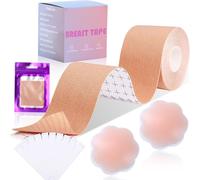 Adhesive Bra Strip,Breast Lift Adhesive,Invisible Bra,Boob Tape With 1 Pair Nipple Covers+36 Non-Slip Stickers+2 Test Stickers,For A-E Big Breasts,Colour,5m*5cm