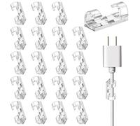 Adhesive Cable Clips - 20PCS No Drilling Cord Management Set | Self-Adhesive Wire Holders for USB Ethernet Mouse Keyboard Cables | Desktop Wire Organization Clips, ABS Cable Manager for Home Office