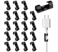 Adhesive Cable Clips - ABS Acrylic 3x1.1x0.7cm | Cord Management Clips Set, Sticky Cable Organizer, Wire Holder Clip for USB Ethernet Mouse Keyboard Cables | Desk Cables Control