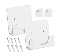 Adhesive Rod Support Holders - 2Pcs Clear Acrylic Stick Mounts, No-Punching Heavy Support Brackets, Strong Load-Bearing Bathroom Fixtures | Multipurpose Hanging Accessory for Kitchen, Closet, Laundry