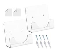 Adhesive Rod Support Holders - 2Pcs Clear Acrylic Stick Mounts, No-Punching Heavy Support Brackets, Strong Load-Bearing Bathroom Fixtures | Multipurpose Hanging Accessory for Kitchen, Closet, Laundry