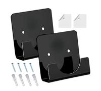 Adhesive Rod Support Holders - 2Pcs Clear Acrylic Stick Mounts, No-Punching Heavy Support Brackets, Strong Load-Bearing Bathroom Fixtures | Multipurpose Hanging Accessory for Kitchen, Closet, Laundry