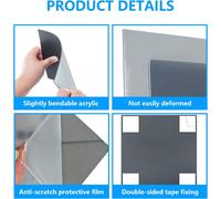 Adhesive Wall Mirror, 20 X 20 Cm Acrylic Wall Stickers, 1.5 Mm Mirror Walls For Bedroom, Bathroom, Living Room, Toilet For Door, Cupboard (4)