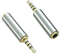 Adhiper Lot de 2 adaptateurs audio 2,5 mm mâle vers femelle 3,5 mm plaqué or - Prise auxiliaire auxiliaire - 3 anneaux - Convertisseur pour casque d'écouteurs, casque stéréo ou mono