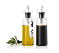 AdHoc AromaPour Lot de 2 huiliers et vinaigriers en verre transparent | Becs verseurs PreciseFlow anti-goutte en inox, 2 x 300 ml, verre borosilicate, pour huile d’olive et vinaigre