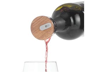 AdHoc Bec Verseur CasQ, Bouchon et Bec Verseur en Bois, Ultra Plat | Bouchon et Bec Verseur pour Bouteille, Vin, Champagne, Prosecco, Spiritueux, Garde Bulles, Étanche, Hermétique, Réutilisable