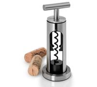 AdHoc Champ Tire-bouchon avec support, tire-bouchon à vin, décapsuleur, acier inoxydable, plastique, argent, H : 16 cm, KÜ40