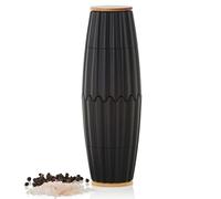 AdHoc MagTwo MP905 Lot de 2 moulins magnétiques doubles ou 2 petits moulins individuels pour poivre et sel, broyeurs en céramique, corps en plastique avec capuchons en bois