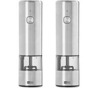 AdHoc Moulin à poivre et à sel électrique - acier inoxydable - 17 cm avec éclairage LED et fonction de charge USB-C
