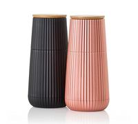 AdHoc MP158 Scape Ensemble de moulins à poivre et sel, design en relief, Noir & Rosé, avec mécanisme en céramique CeraCut®, réglage continu, léger et convivial, emballage cadeau