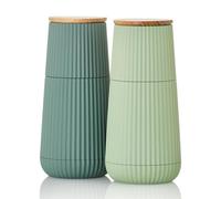 AdHoc Scape Ensemble de moulins à sel et poivre avec mécanisme de broyage ultra tranchant - Moulins rechargeables et shaker à épices avec broyage réglable - Vert foncé et vert clair