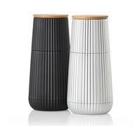 AdHoc Scape MP157 Scape Ensemble moulin à poivre et sel en relief avec moulin en céramique CeraCut réglable en continu léger et convivial Livré dans une boîte cadeau Noir et argenté