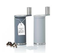 AdHoc SMOOS Moulin à poivre et sel à manivelle avec mécanisme à engrenages | Lot de 2 moulins manuels avec broyeur en céramique | Mouture réglable broyage sans effort