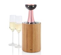 AdHoc WK30 Refroidisseur de bouteille pour vin, champagne, champagne | Convient à tous les types de bouteilles de boissons | Bois d'acacia et acier inoxydable