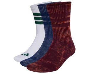 adidas - 3 Stripes Cushioned Crew Stone Wash 3 Pair Pack - Chaussettes multifonctions - EU 37-39 - maroon / dark blue / white / collegiate green