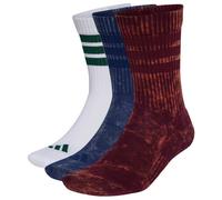 adidas - 3 Stripes Cushioned Crew Stone Wash 3 Pair Pack - Chaussettes multifonctions - Unisex S | EU 37-39 - maroon / dark blue / white / collegiate green