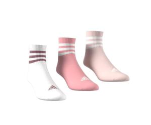 adidas 3 STRIPES CUSHIONED SPORTSWEAR MID CUT SOCKS 3 PAIR PACK, Protège-Bas & Socquettes Mixte, white/semi pink spark/sandy pink,