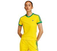 Adidas 3 Stripes Slim T-shirt Femme - T-Shirts, Jaune - Taille 44 - Jersey de coton Yellow 44