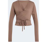 adidas adidas Brown 3-Stripes Studio Ballet Wrap Top