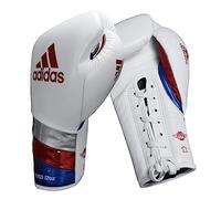 Adidas AdiSpeed Gants de boxe en dentelle pour adulte Hommes Femmes 12oz 14oz 16oz 18oz, blanc/rouge, 414 ml (14oz)