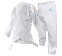 Adidas Adistart Gi de karaté pour Hommes, Femmes et Enfants | Parfait pour l'entraînement et Le Sparring | Uniforme d'arts Martiaux léger en Polycoton avec Taille élastique et Ceinture Blanche