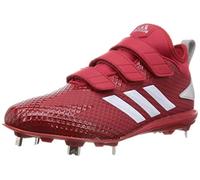 adidas Adizero Speed 8 AC Chaussures de baseball à crampons métalliques, Power Red White Silver, 46 2/3 EU